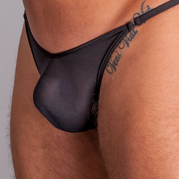 Men String Tanga - Black Transparent